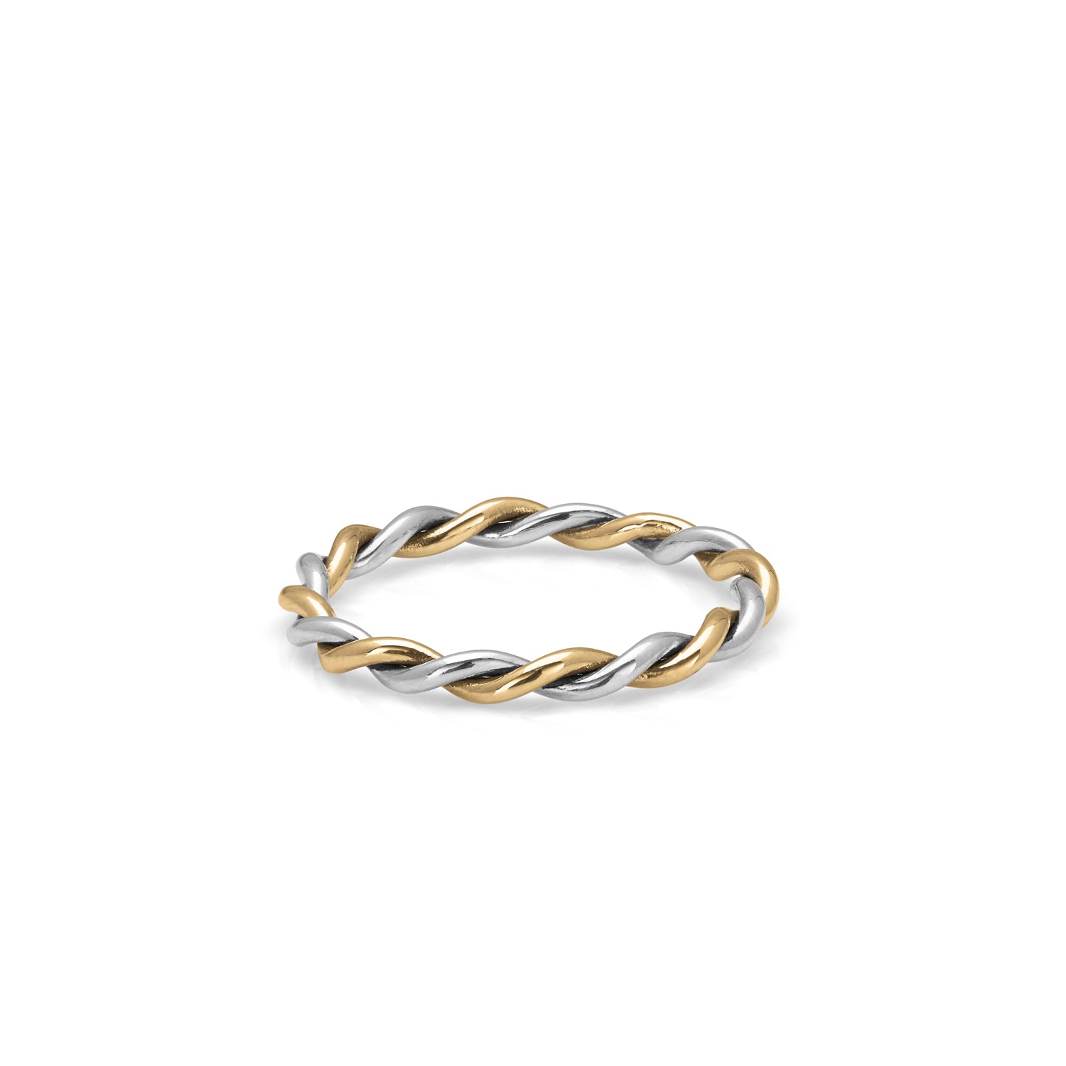 Two-Tone Twisted Band - 9k Yellow & White Gold