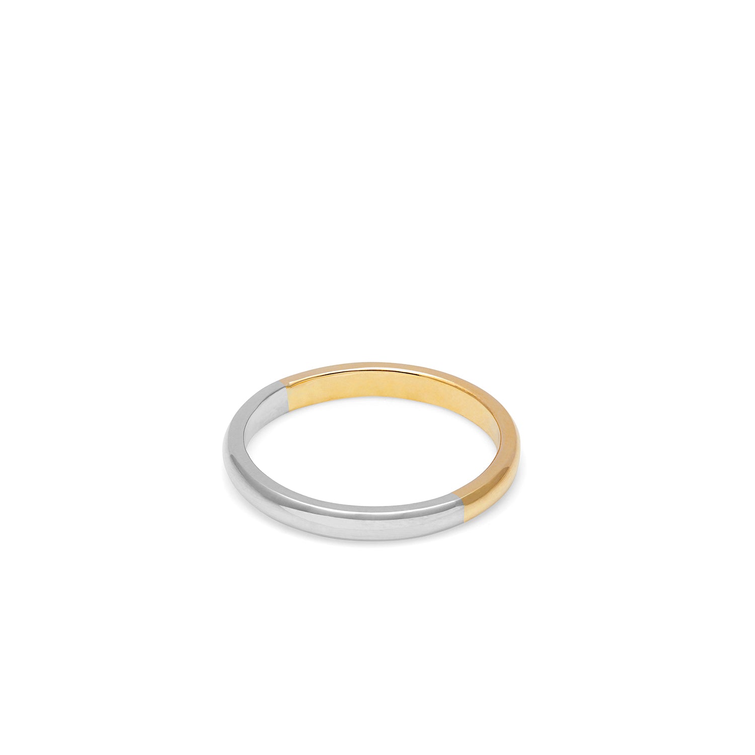 Two-tone D-shape Ring - 9k Yellow Gold & Silver