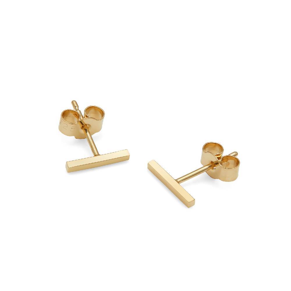 Bar Stud Earrings - 9k Yellow Gold - Myia Bonner Jewellery