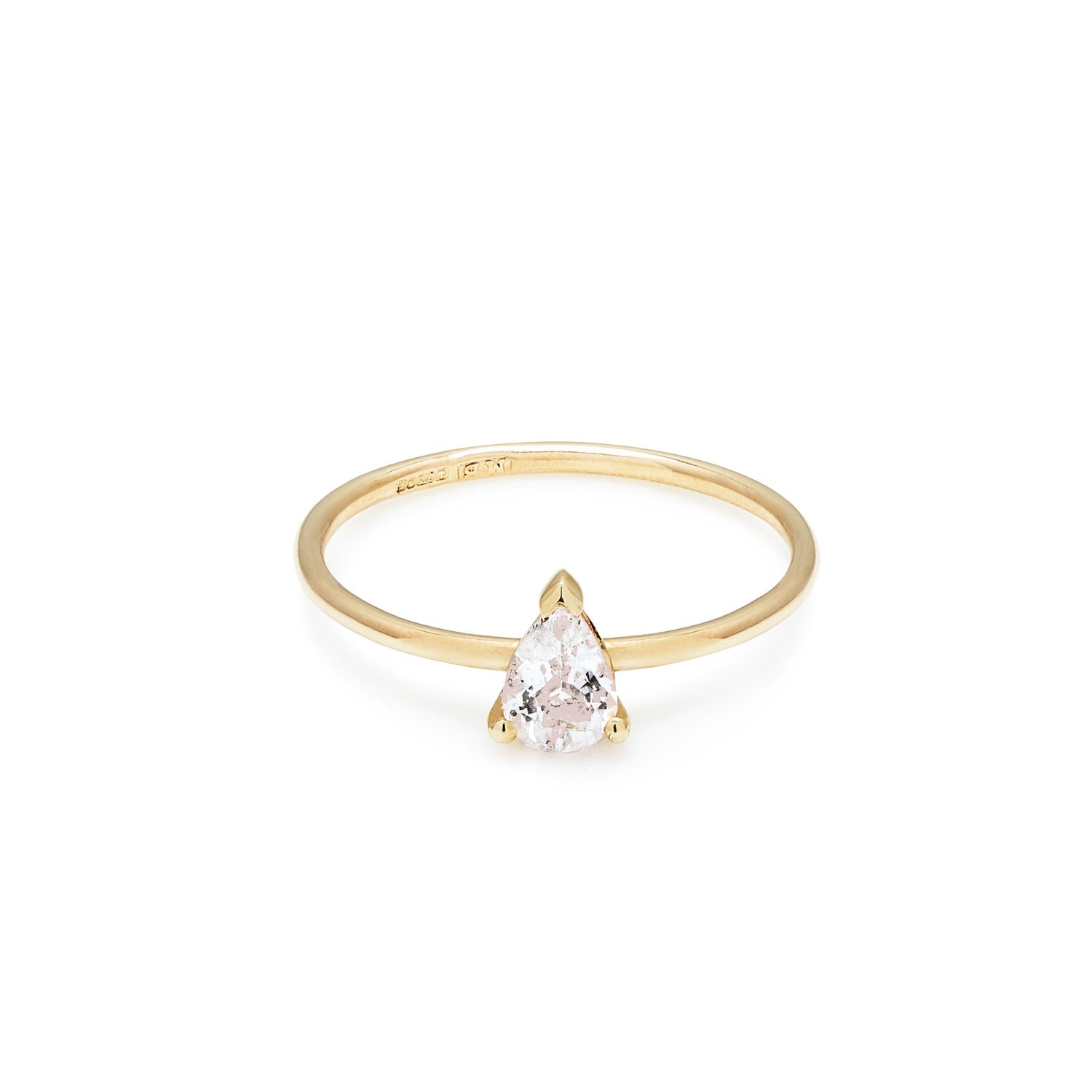 9k Yellow Gold & Pear Morganite Solitaire Ring - Myia Bonner Jewellery