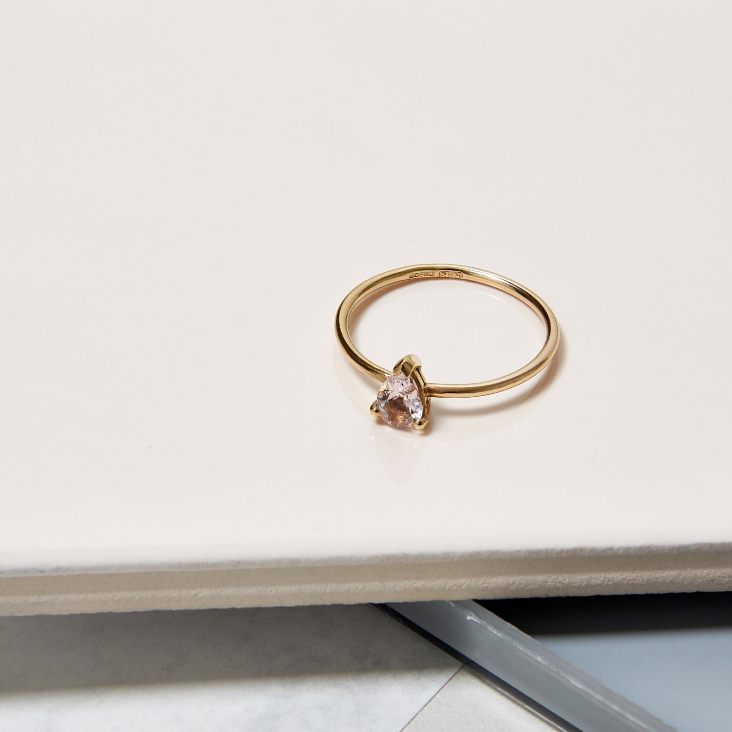9k Yellow Gold & Pear Morganite Solitaire Ring - Myia Bonner Jewellery