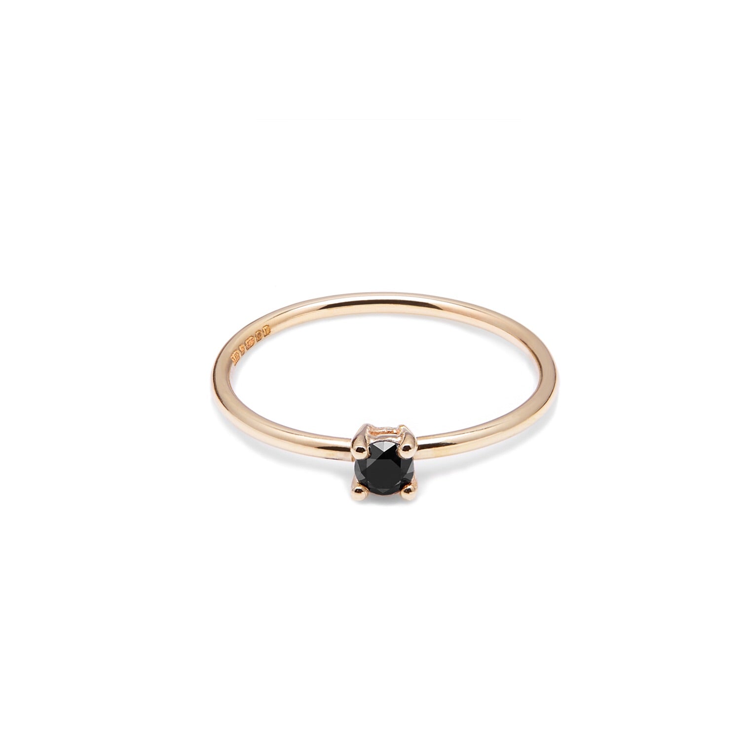 18k Yellow Gold & Black Diamond Solitaire Ring - Myia Bonner Jewellery