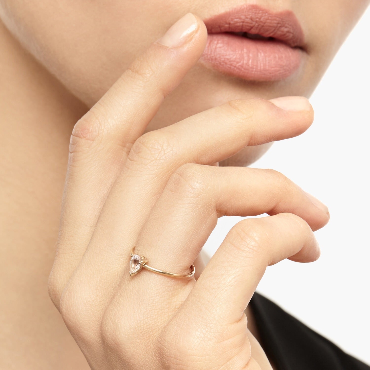 9k Yellow Gold & Pear Morganite Solitaire Ring - Myia Bonner Jewellery