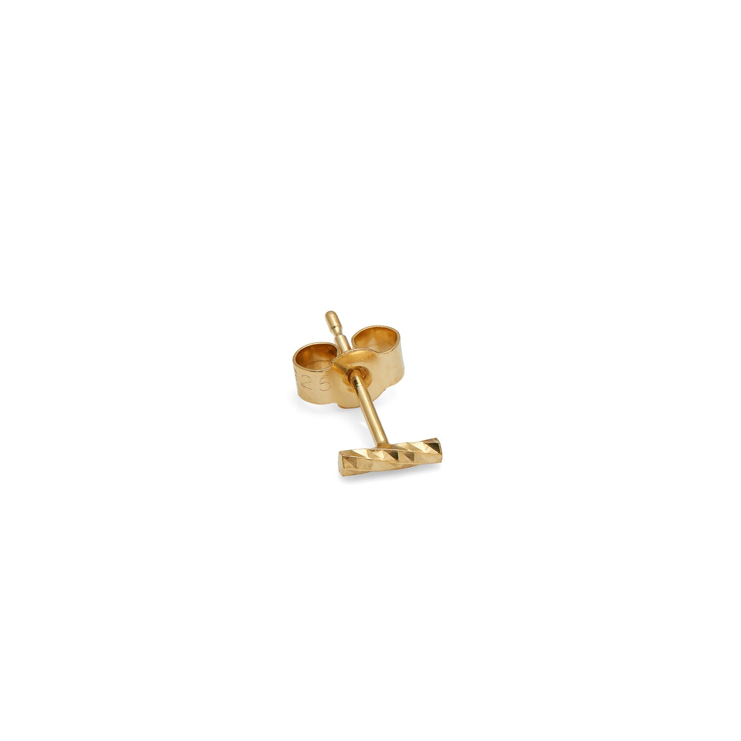 Single Mini Faceted Bar Stud Earring - 9k Yellow Gold