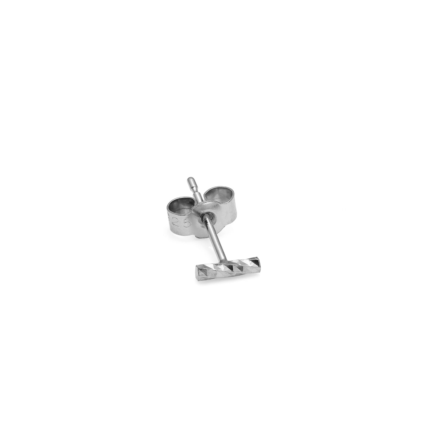 Single Mini Faceted Bar Stud Earring - Silver