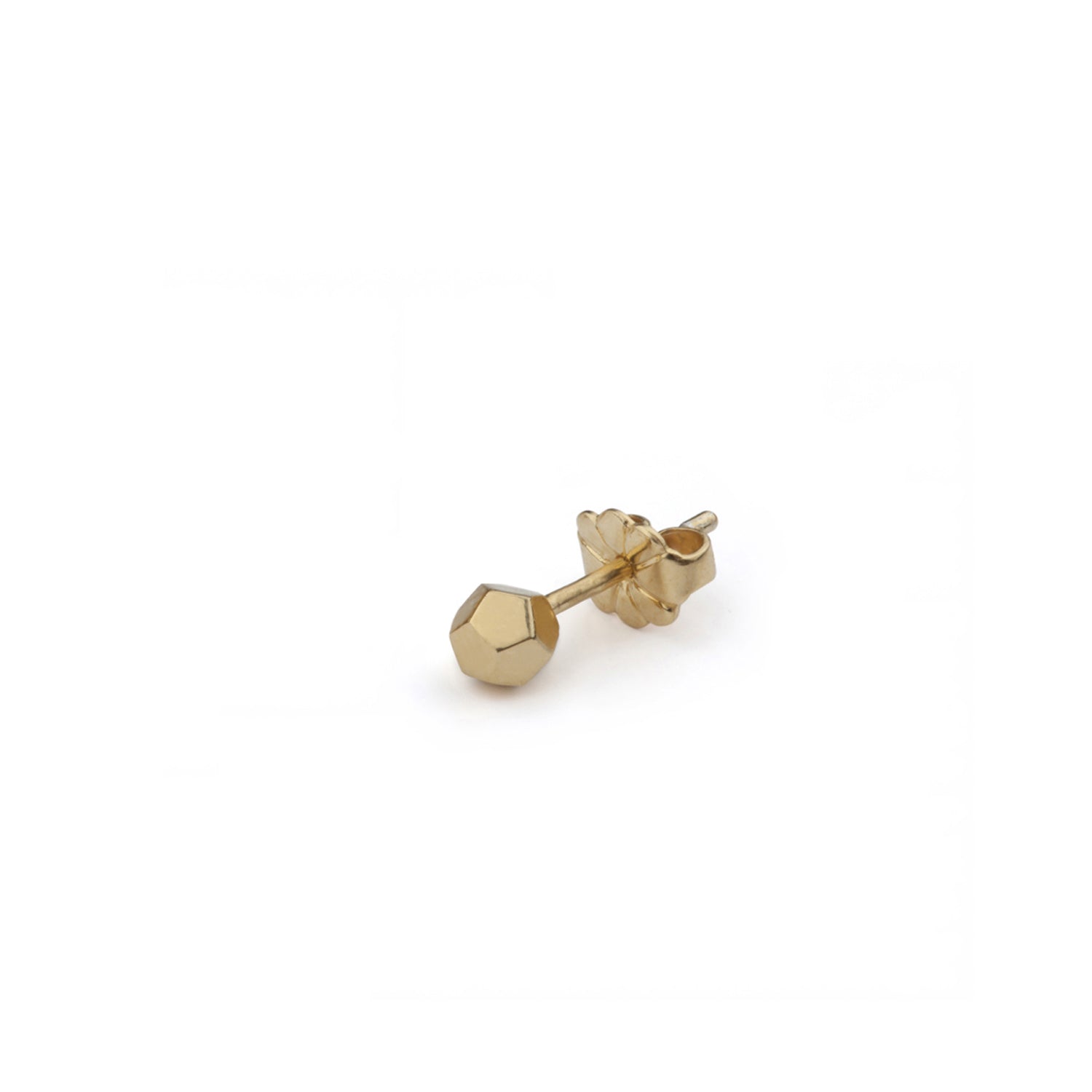 Single Dodecahedron Stud Earring - 9k Yellow Gold