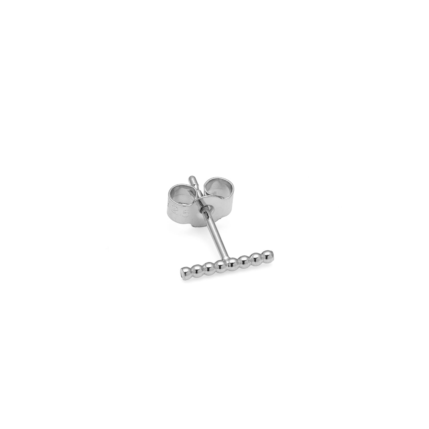 Single Sphere Bar Stud Earring - Silver