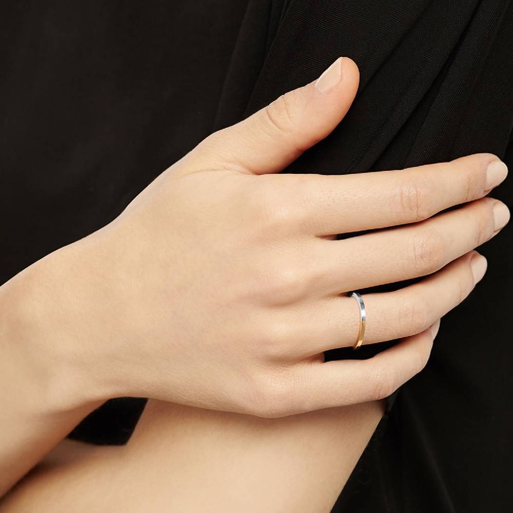 Two-tone Square Ring - 9k Yellow Gold & Silver - Myia Bonner Jewellery