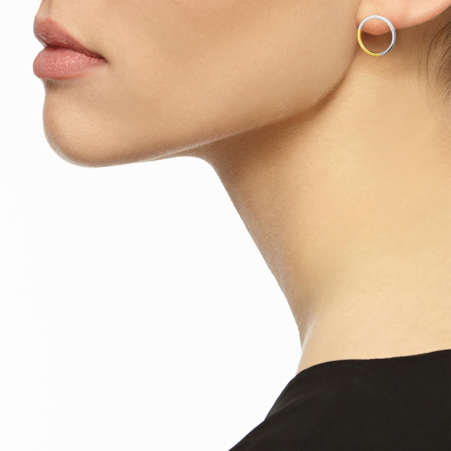 Golden Ratio Circle Stud Earrings - 9k Yellow Gold & Silver