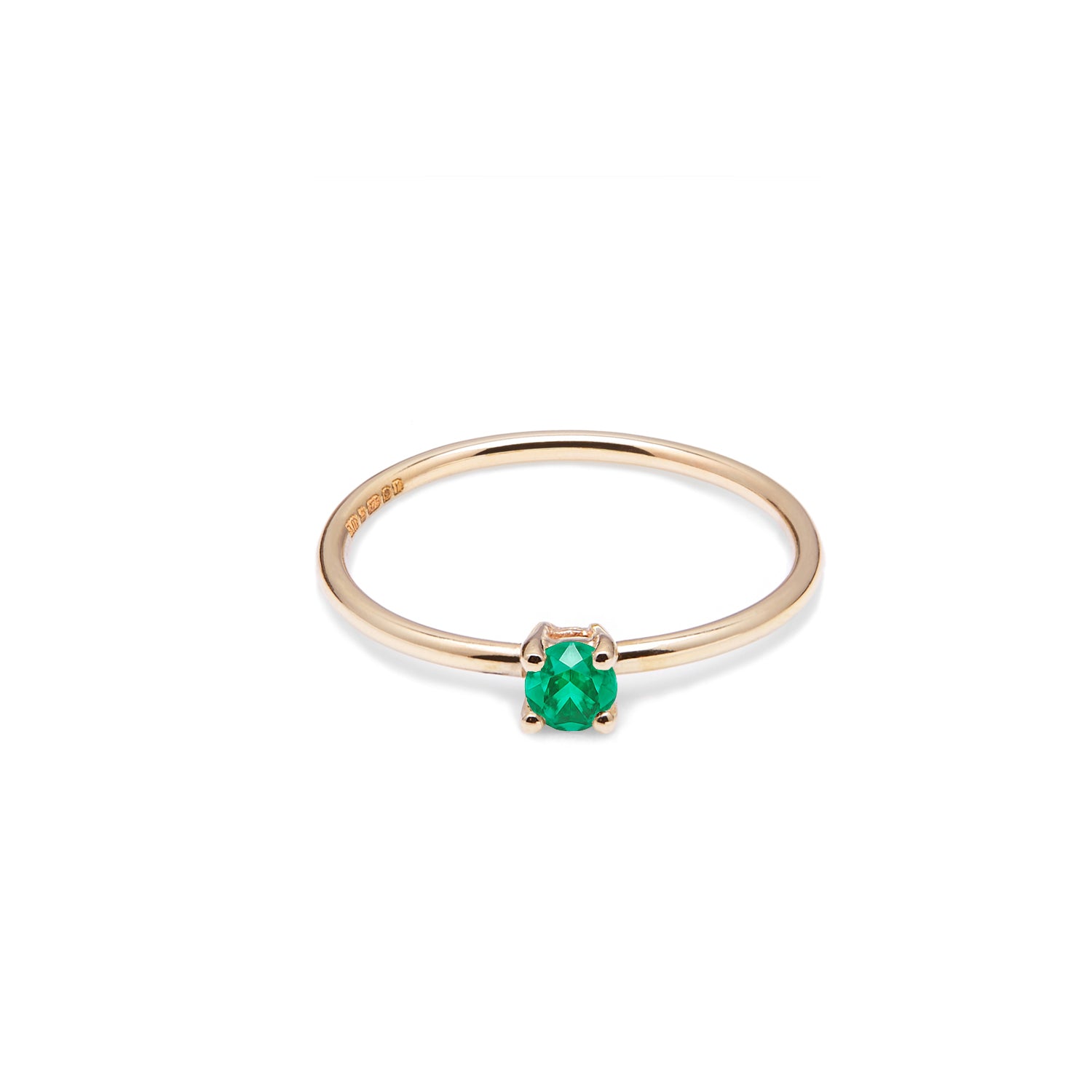 9k Yellow Gold & Natural Emerald Solitaire Ring