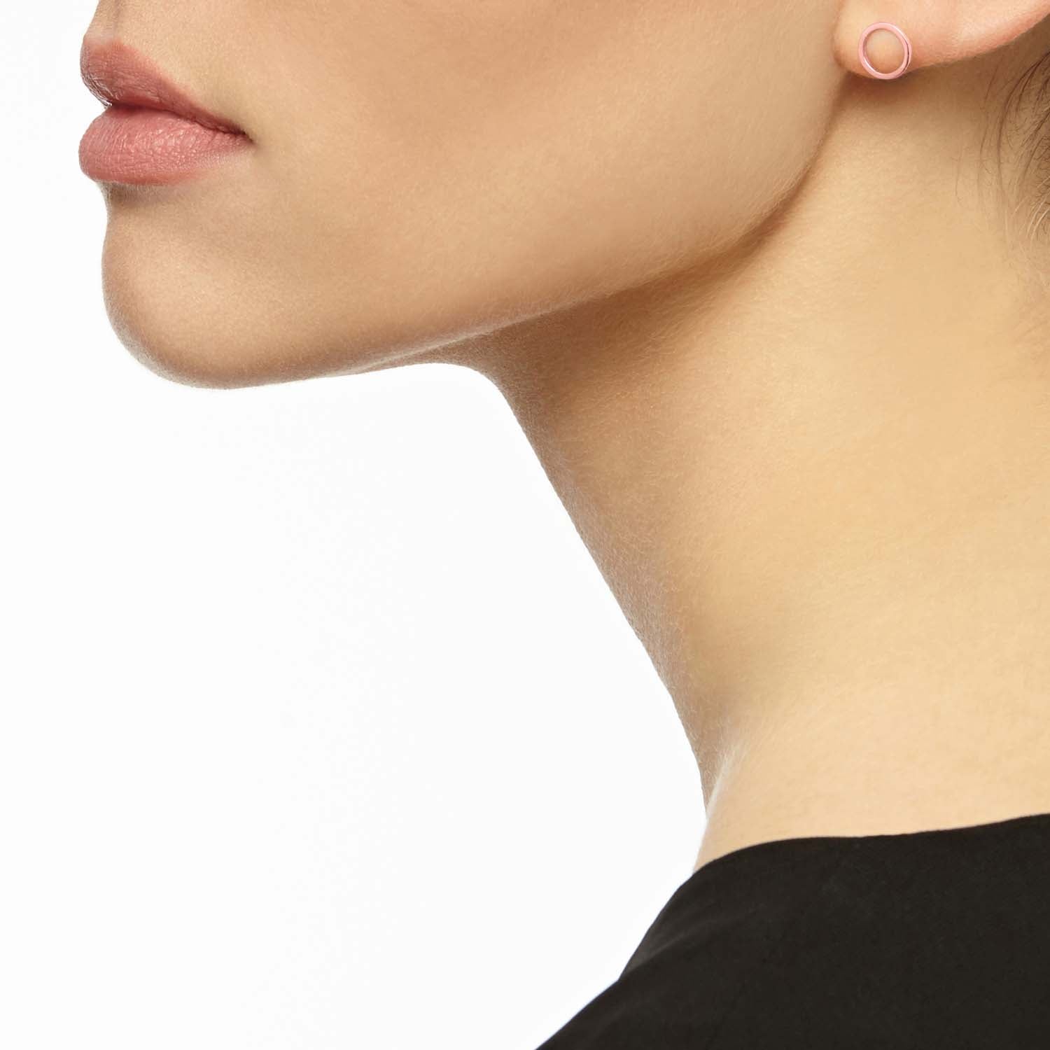 Circle Stud Earrings - Rose Gold