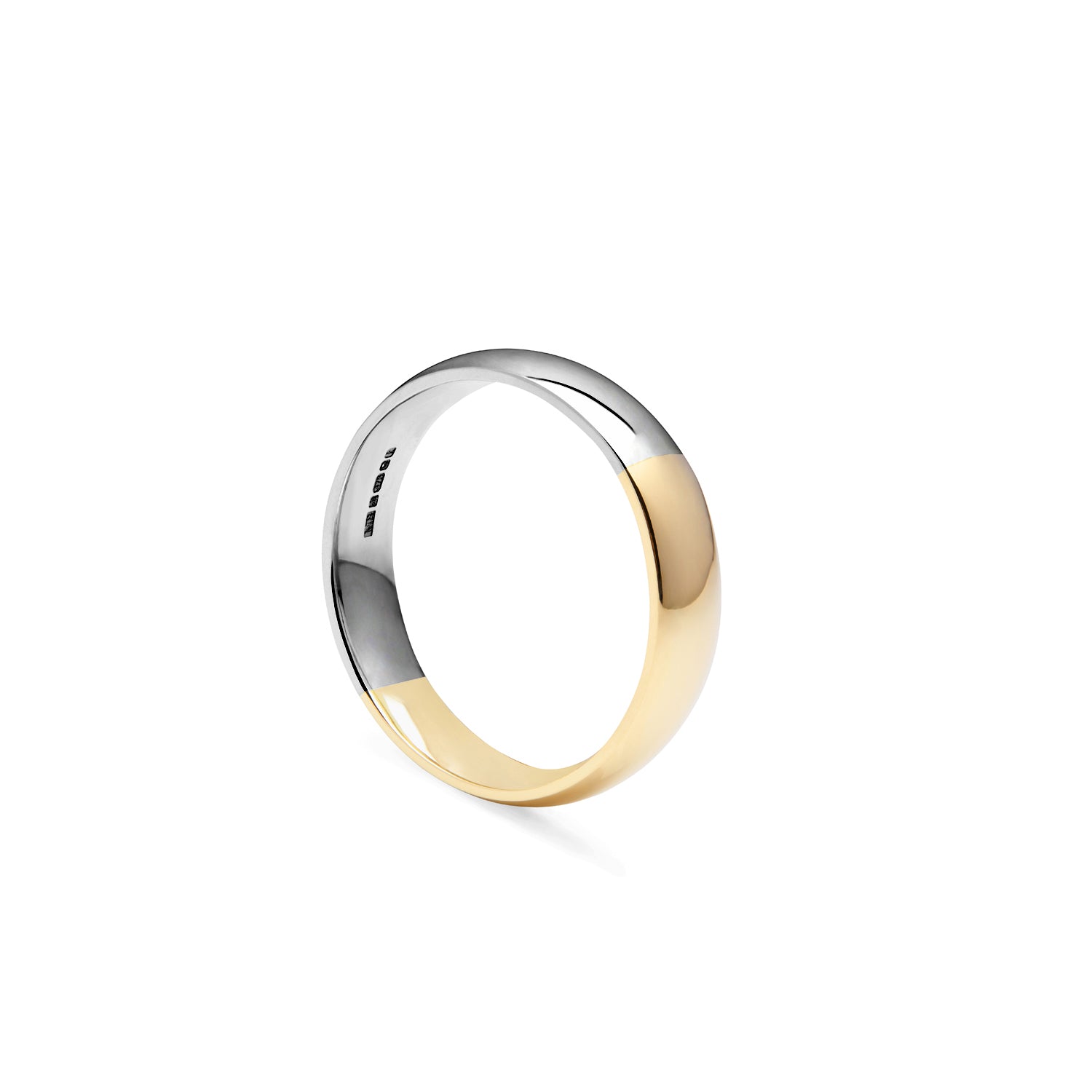 Two-tone Court 6mm Comfort Fit Band - 18k Yellow & White Gold