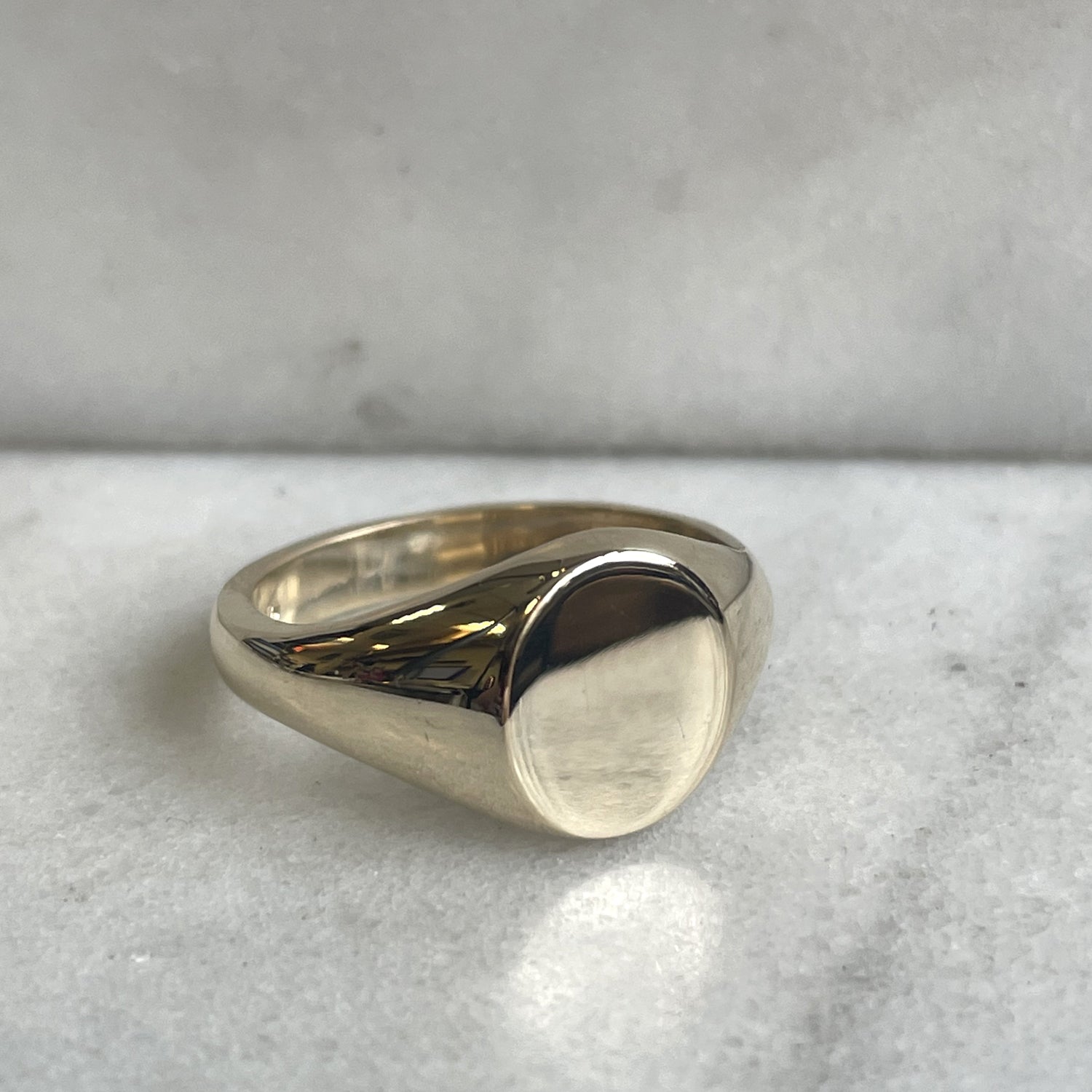 Triple Initial Oval Signet Ring - 9k Yellow Gold