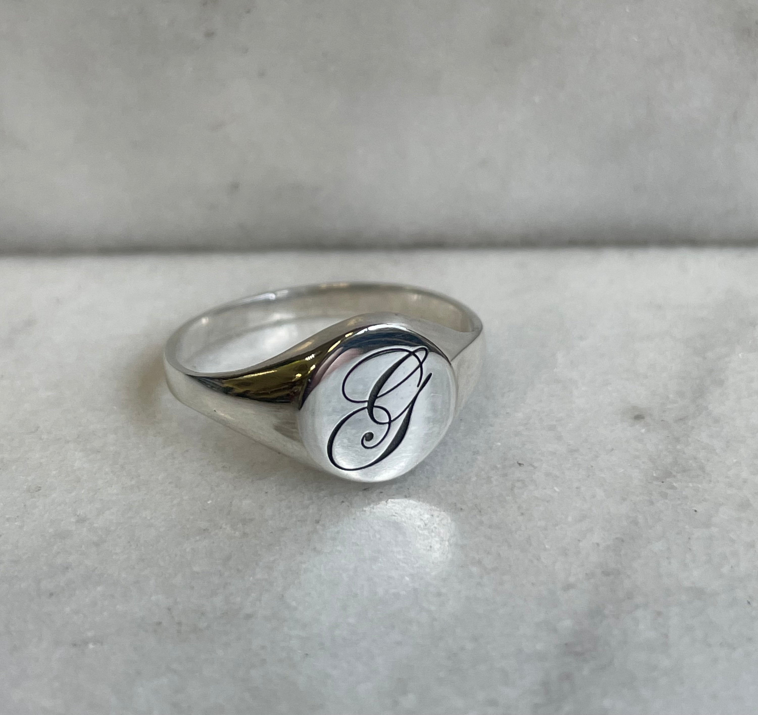 Initial G Edwardian Signet Ring - Silver