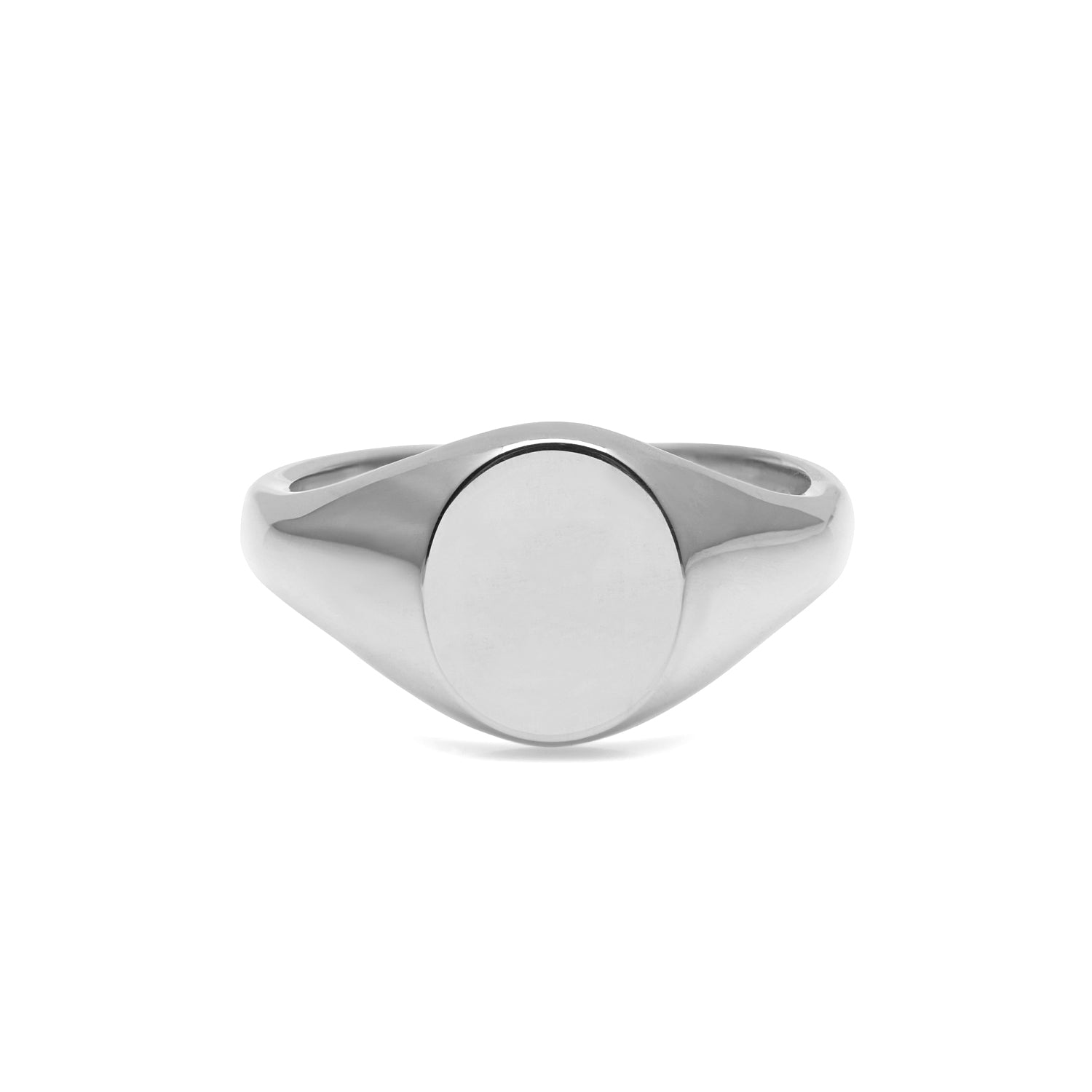 9k White Gold Oval Signet Ring 11x9mm
