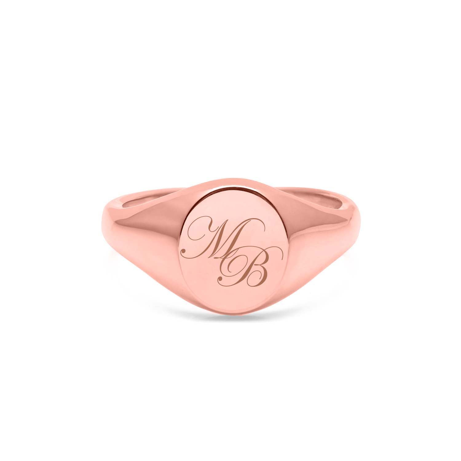 Double Initial Oval Signet Ring - 9k Rose Gold