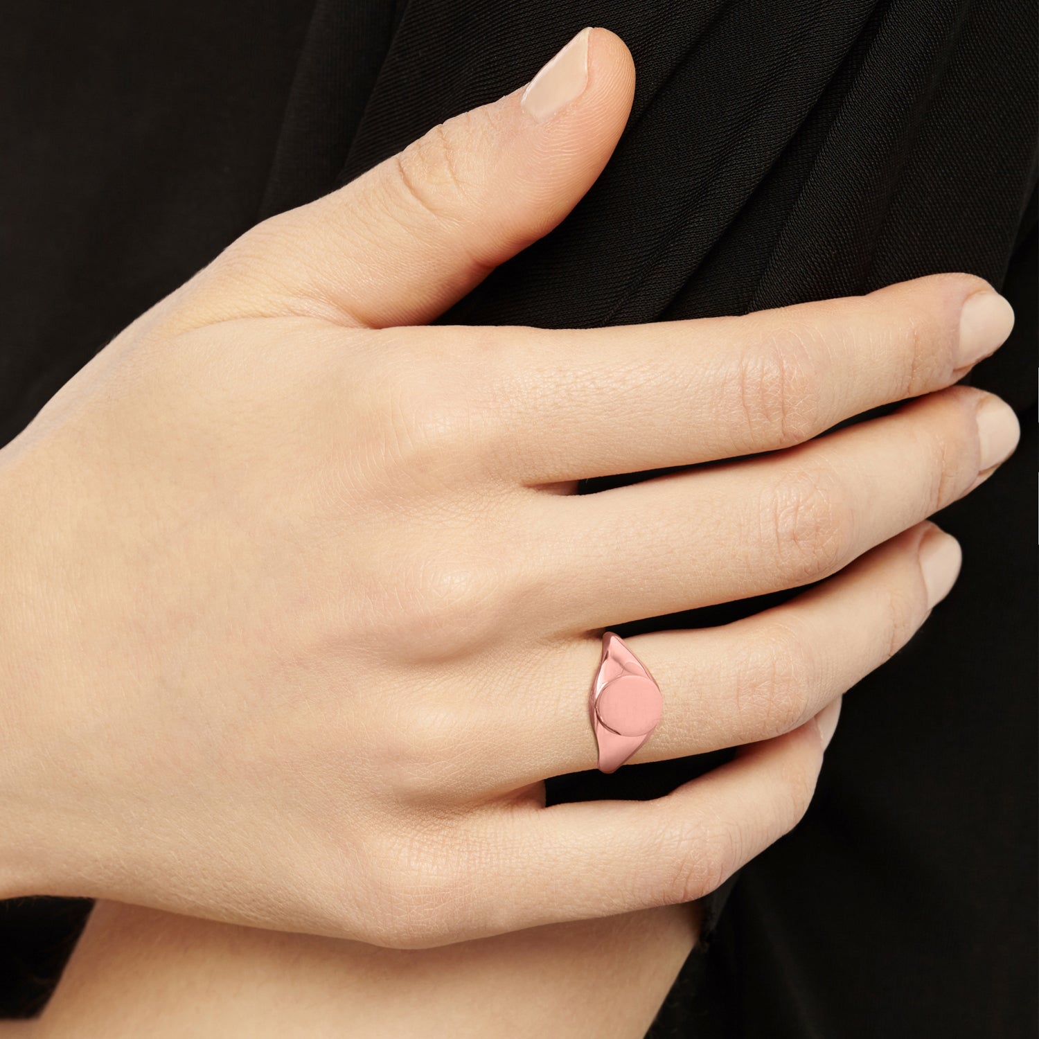 Triple Initial Oval Signet Ring - 9k Rose Gold