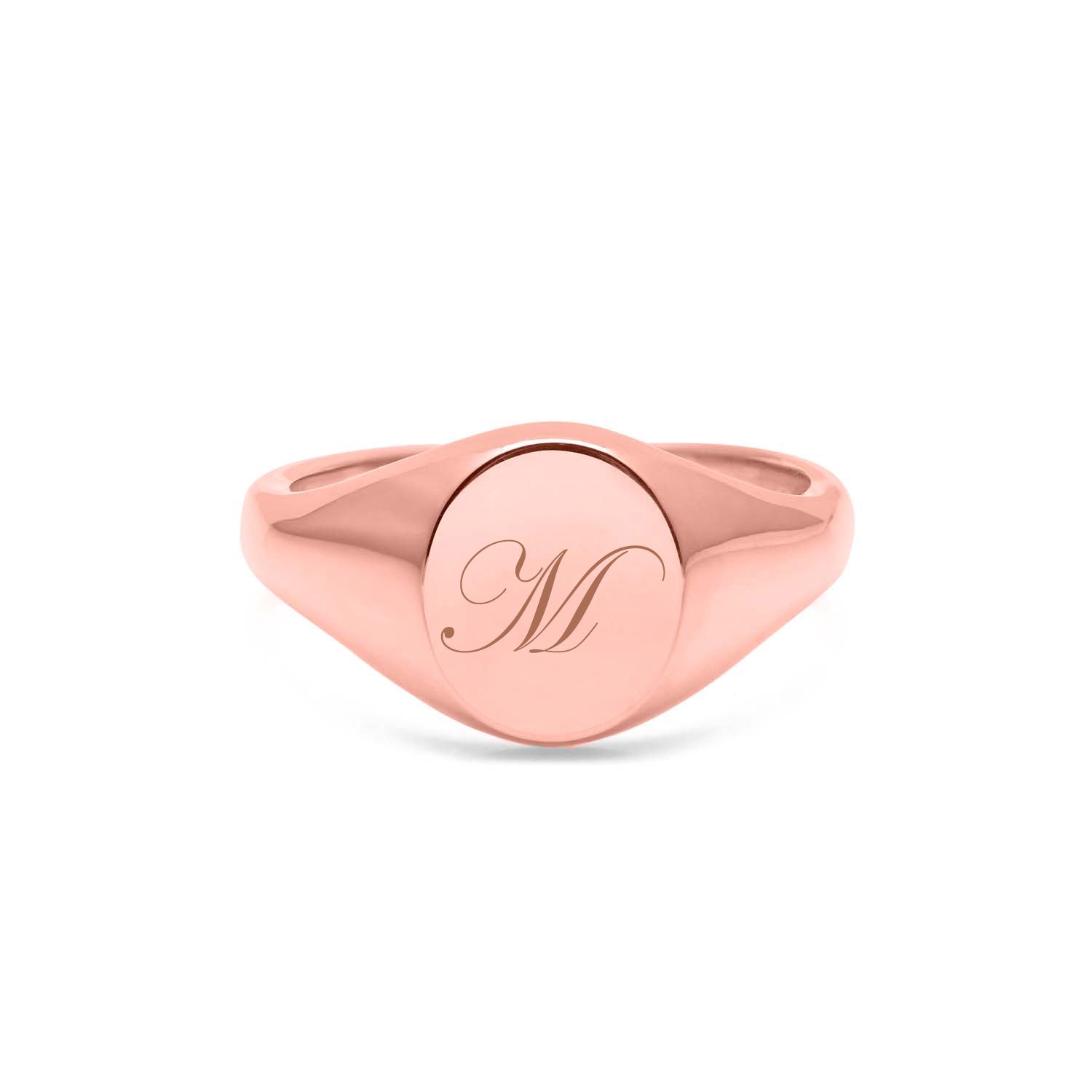 Single Initial Oval Signet Ring - 9k Rose Gold