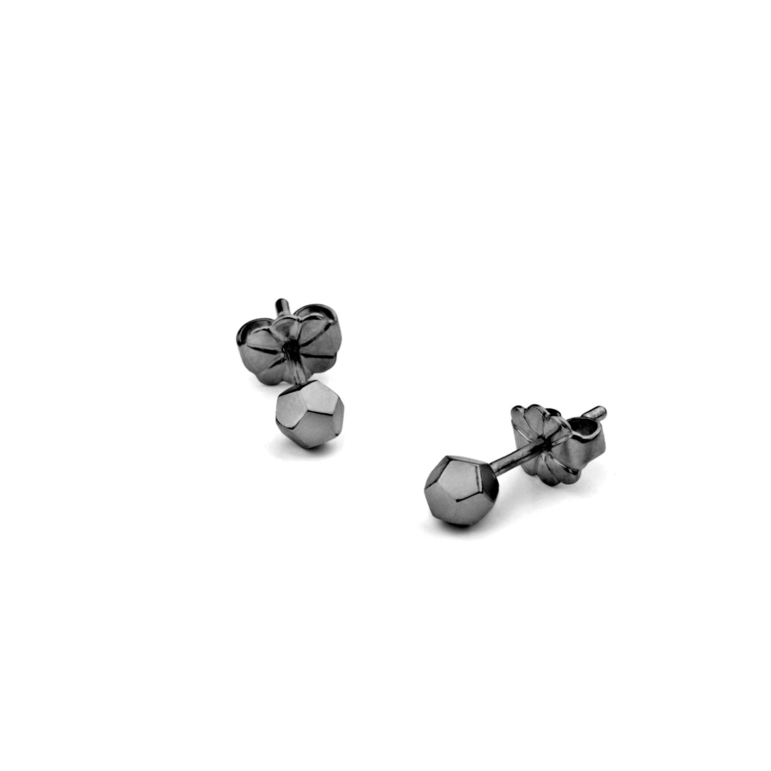 Dodecahedron Stud Earrings - Black