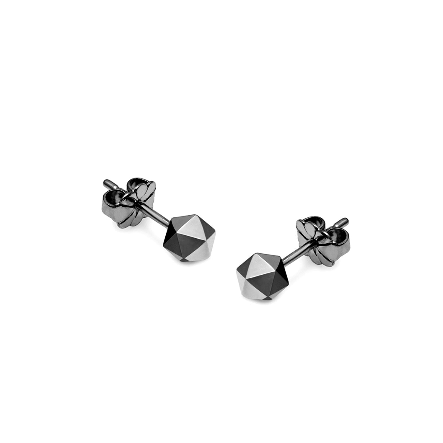 Icosahedron Stud Earrings - Black