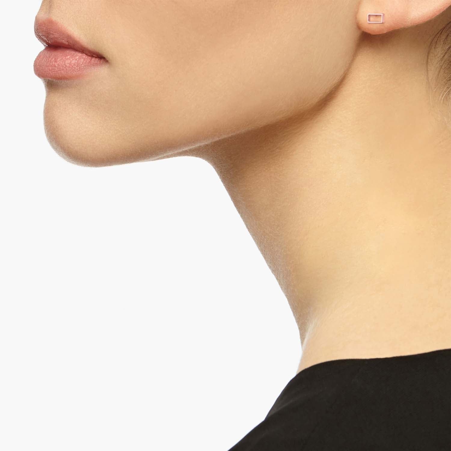 Horizontal Oblong Stud Earrings - Rose Gold