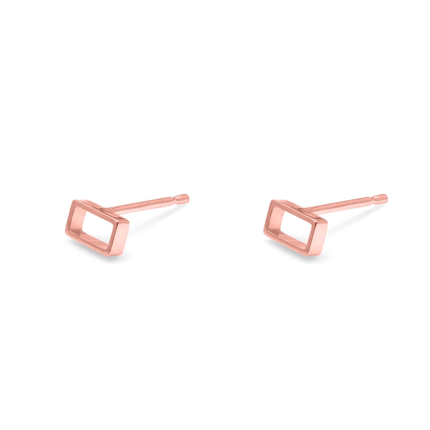 Vertical Oblong Stud Earrings - Rose Gold