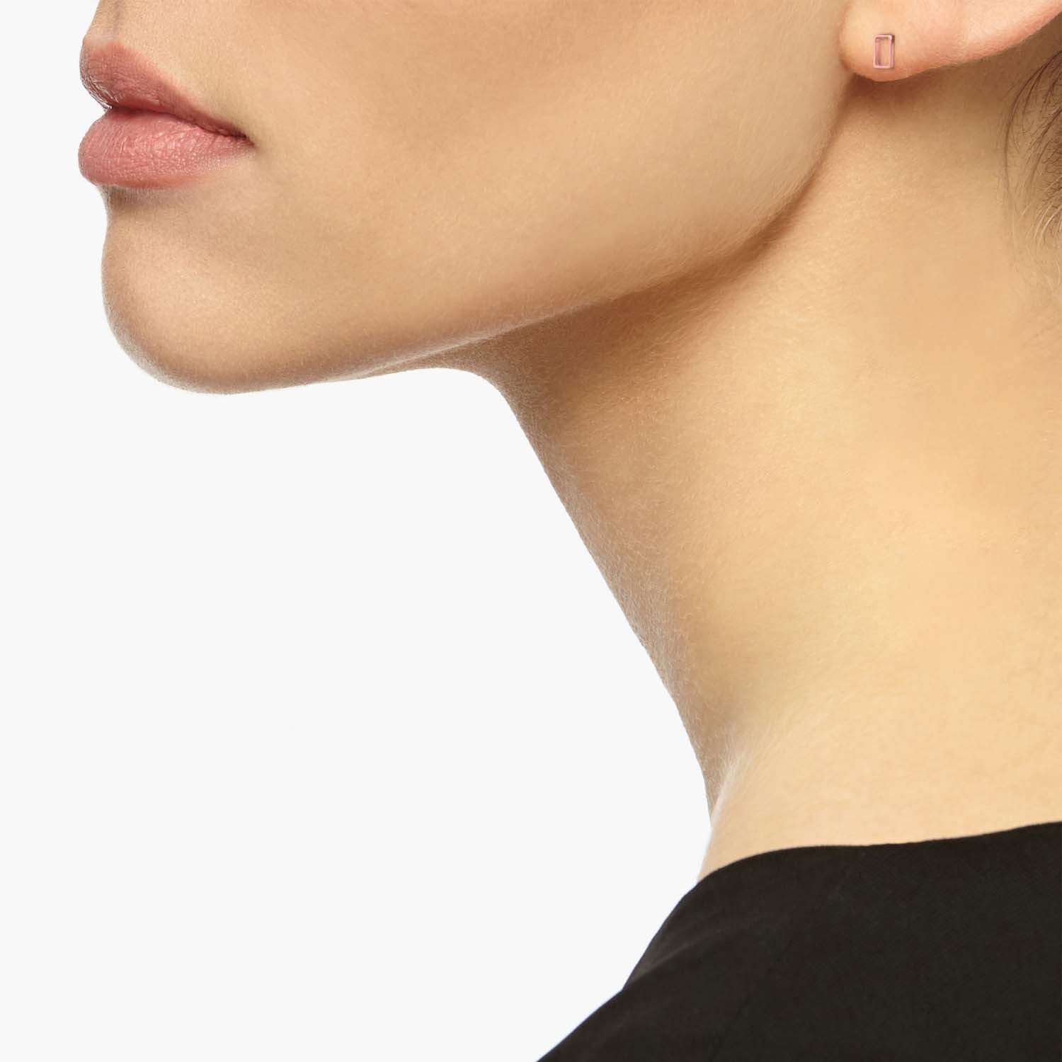 Vertical Oblong Stud Earrings - Rose Gold