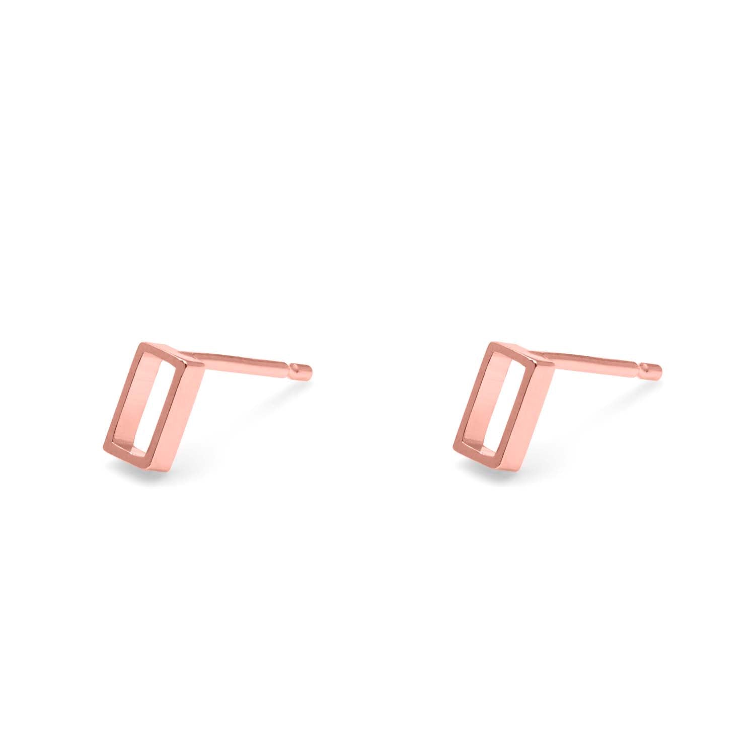 Horizontal Oblong Stud Earrings - Rose Gold