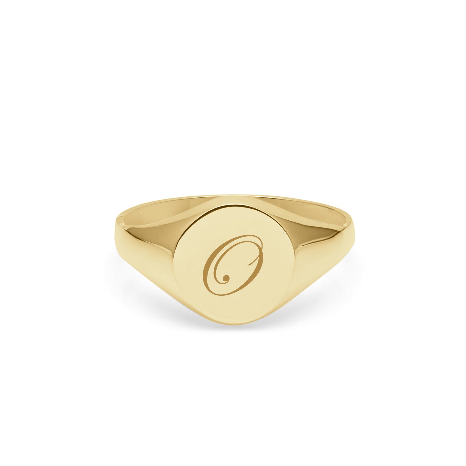 Initial O Edwardian Round Signet Ring - 9k Yellow Gold