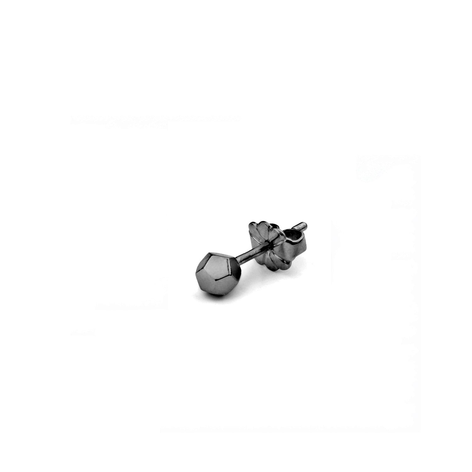Single Dodecahedron Stud Earring - Black