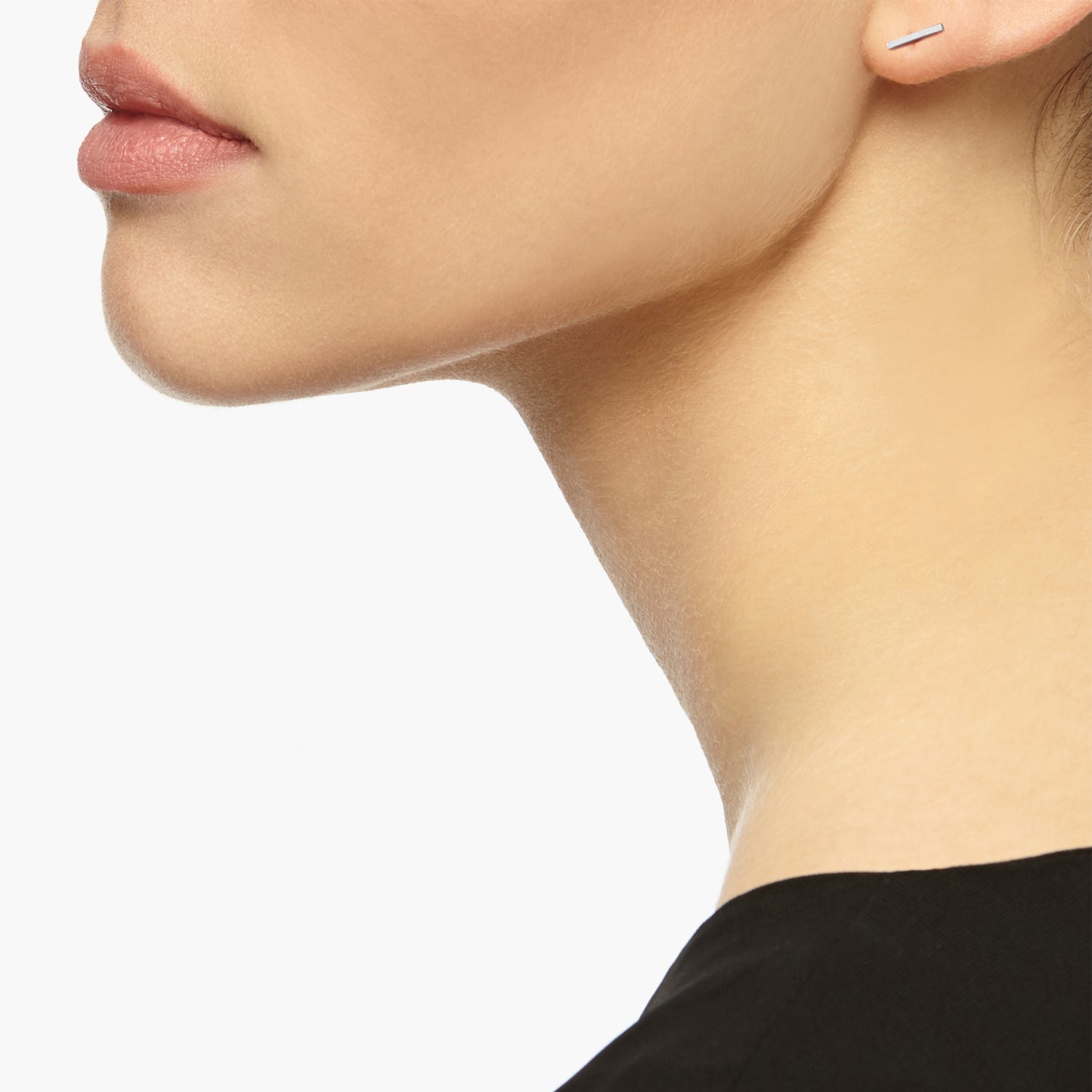 Bar Stud Earrings - 9k White Gold