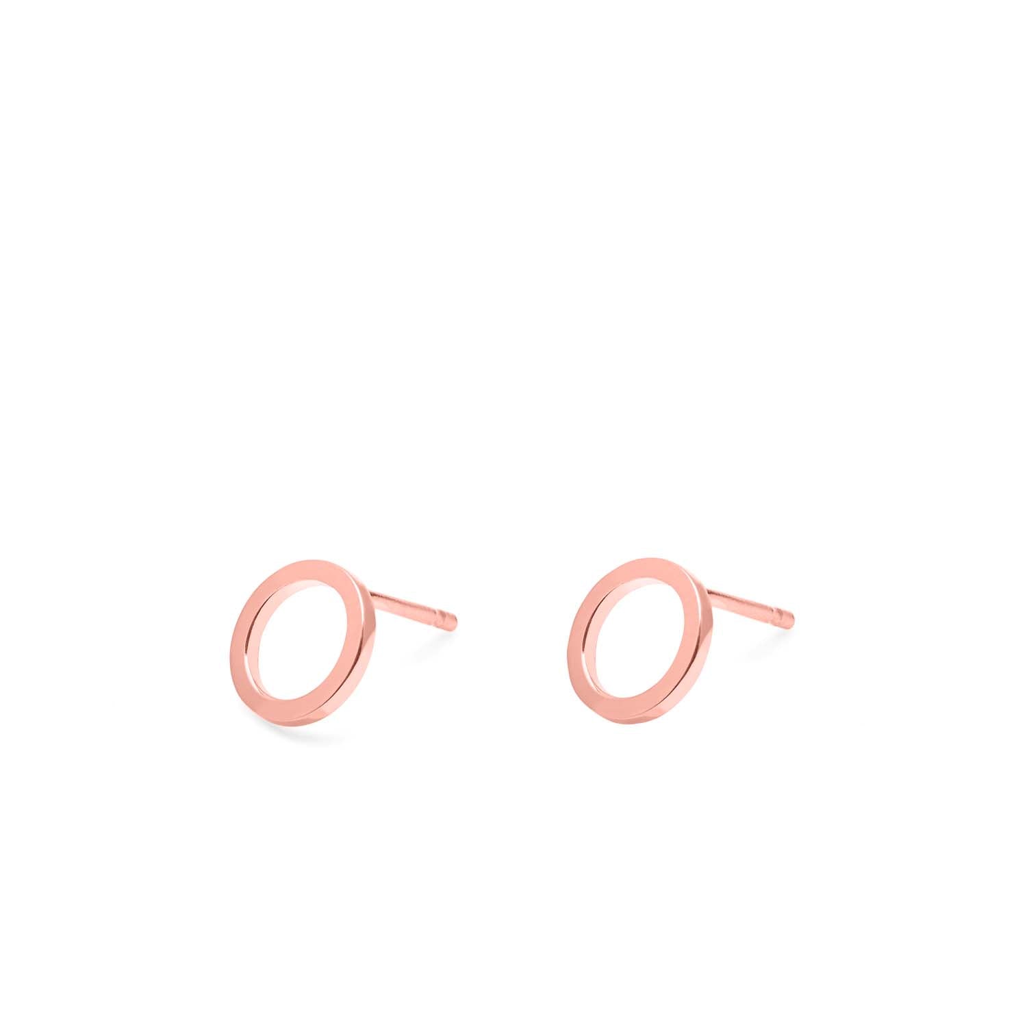 Circle Stud Earrings - Rose Gold
