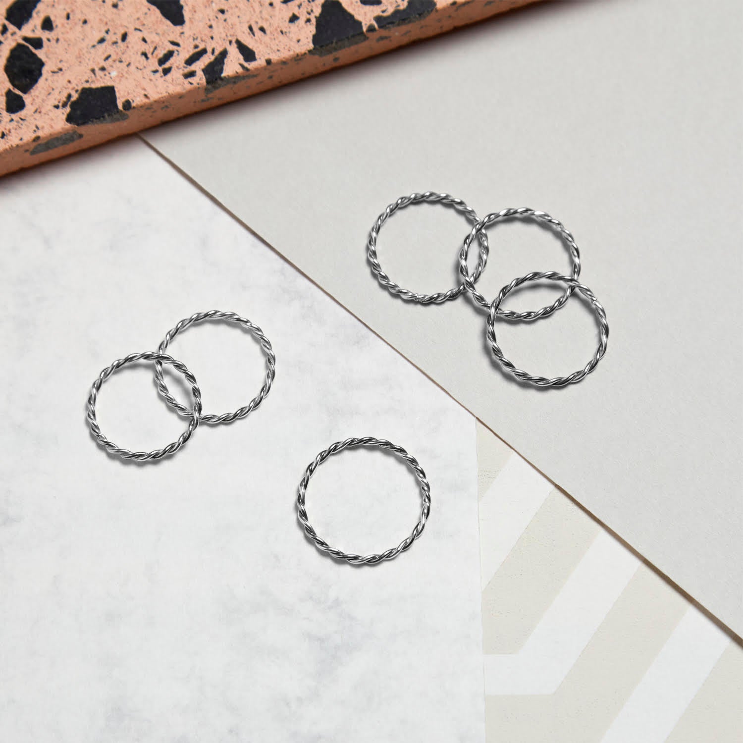 Twisted Stacking Ring - 9k White Gold