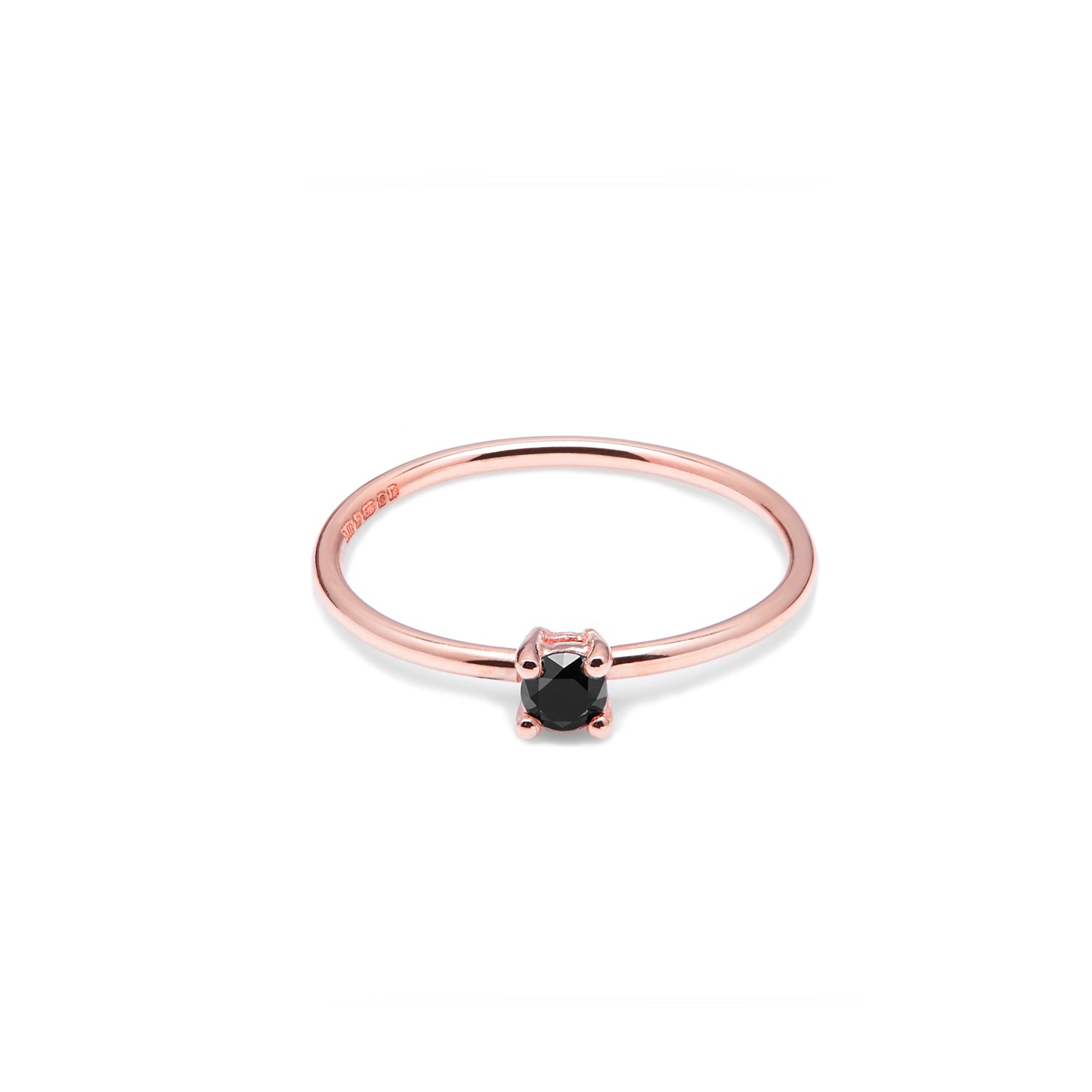 9k Rose Gold & Black Diamond Solitaire Ring - Myia Bonner Jewellery