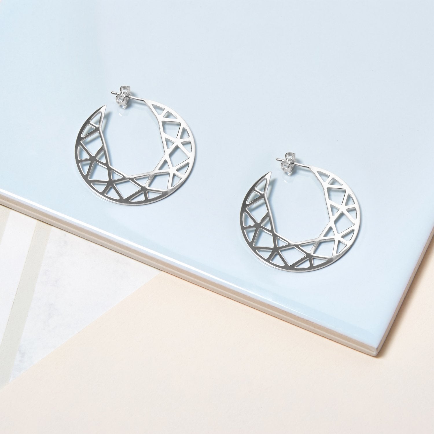 Brilliant Diamond Hoop Earrings - Silver - Myia Bonner Jewellery