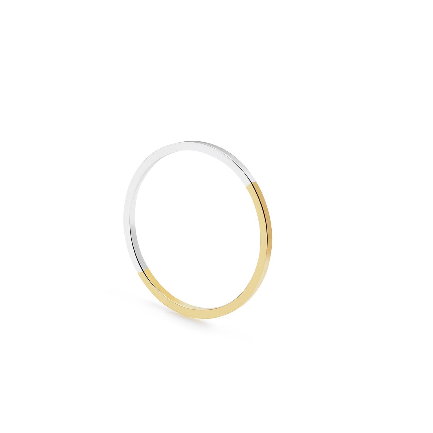 Two-tone Ultra Skinny Square Stacking Ring - 9k Yellow Gold & Silver - Myia Bonner Jewellery