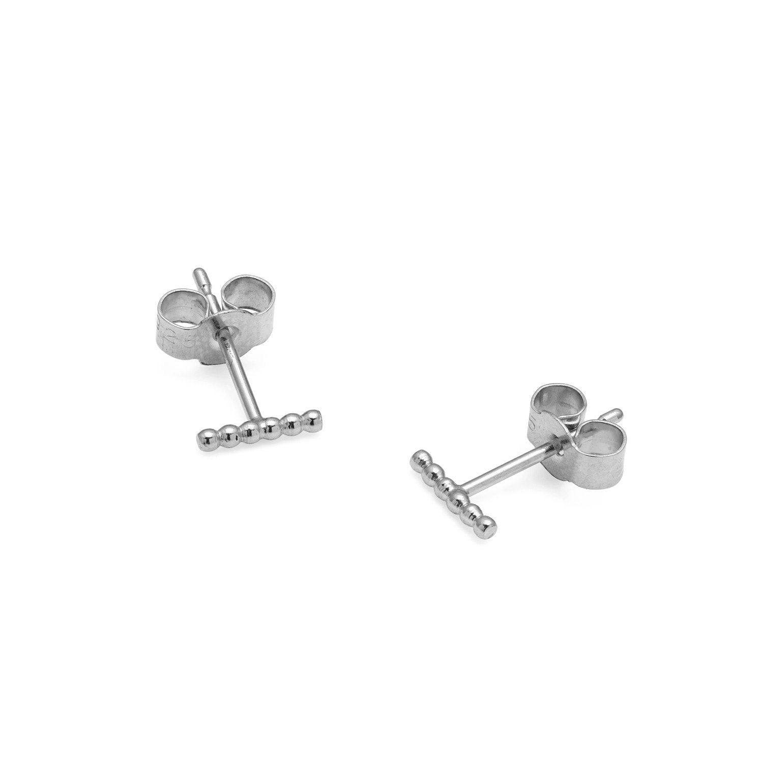 Mini Sphere Bar Stud Earrings - Silver - Myia Bonner Jewellery