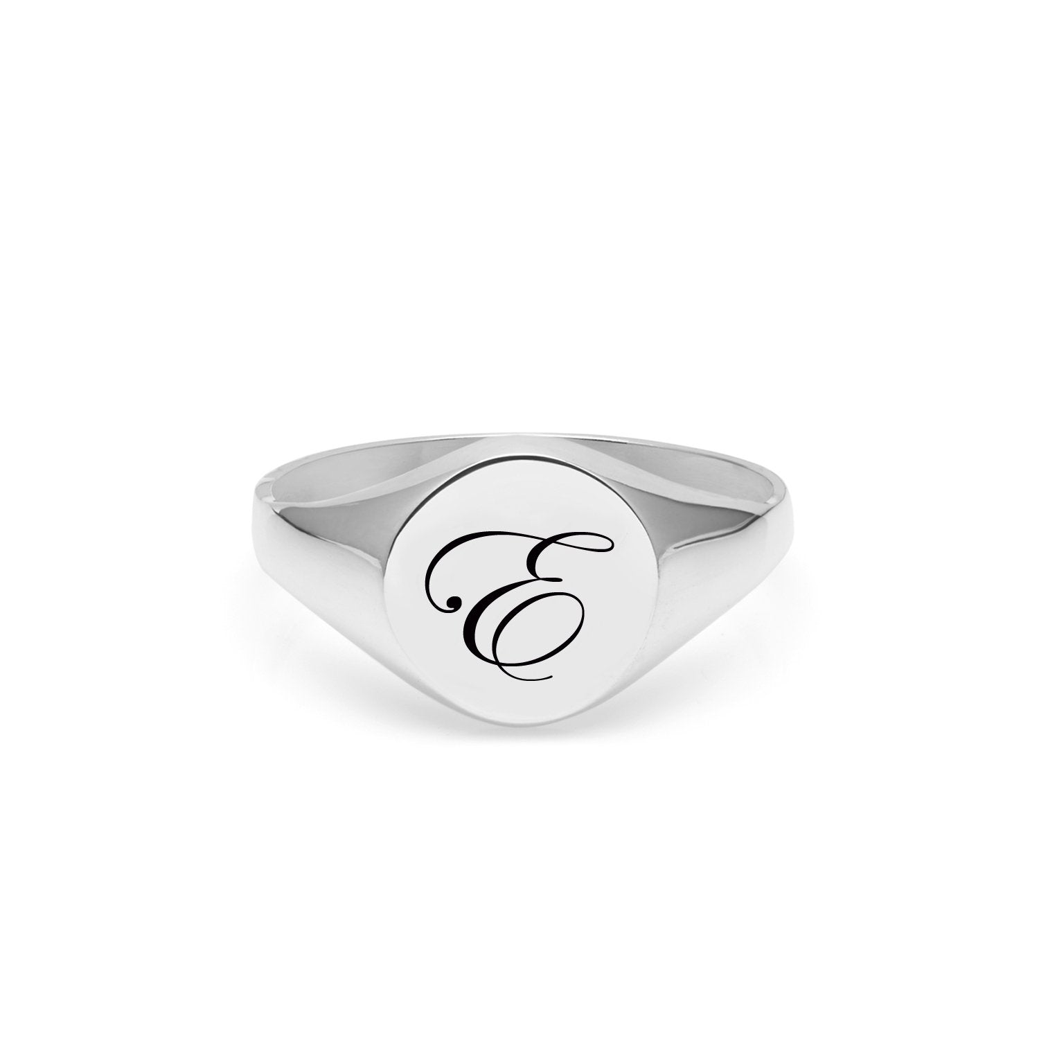 Initial E Edwardian Signet Ring - Silver - Myia Bonner Jewellery