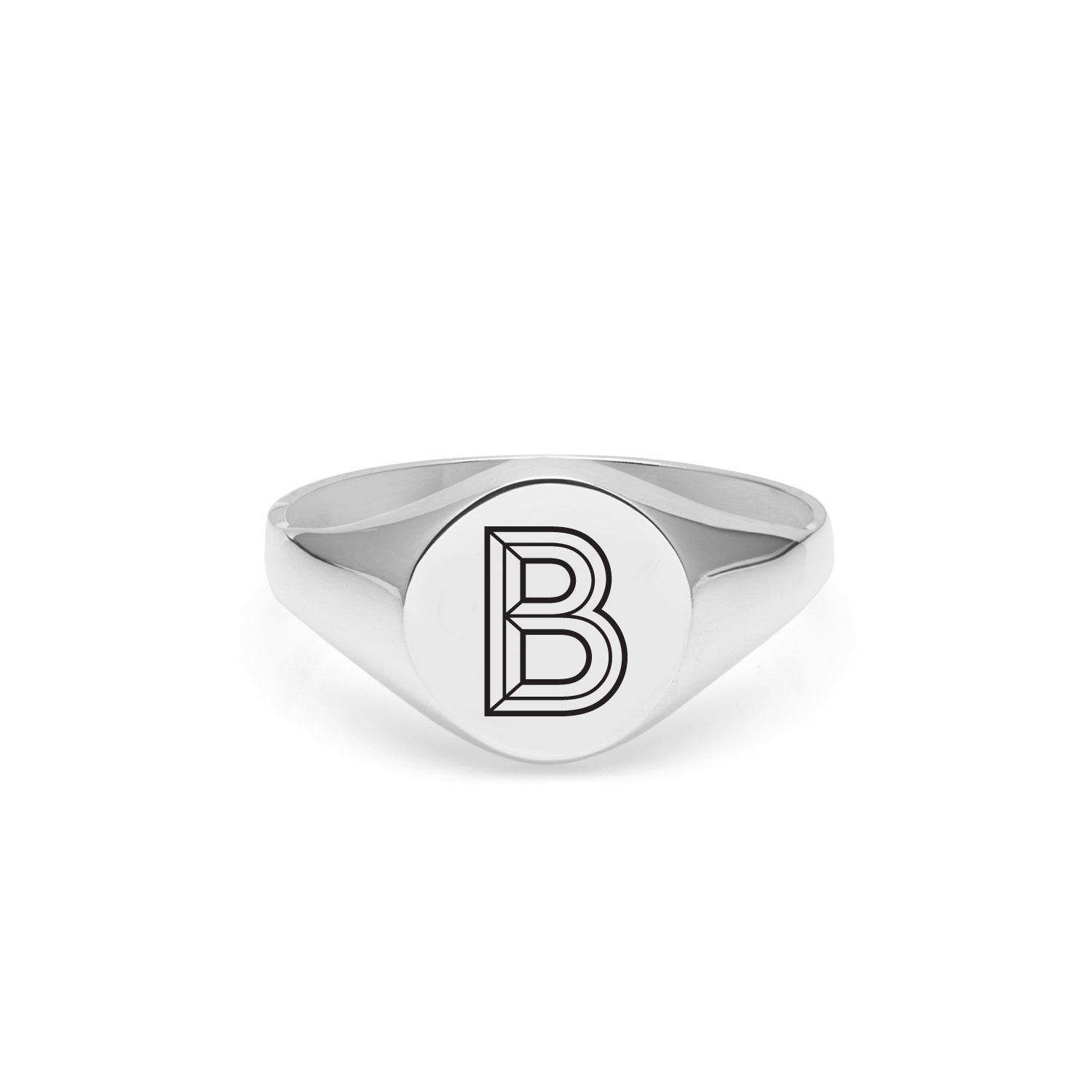 Facett Initial B Round Signet Ring - Silver - Myia Bonner Jewellery