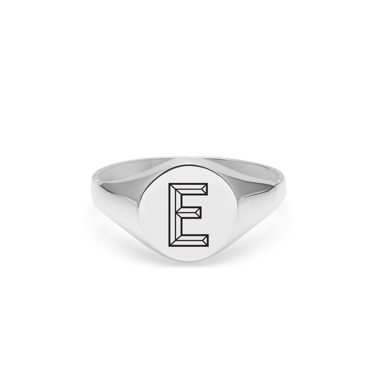 Facett Initial E Round Signet Ring - Silver - Myia Bonner Jewellery