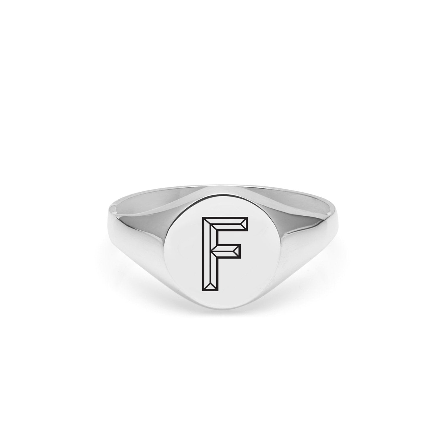 Facett Initial F Round Signet Ring - Silver - Myia Bonner Jewellery