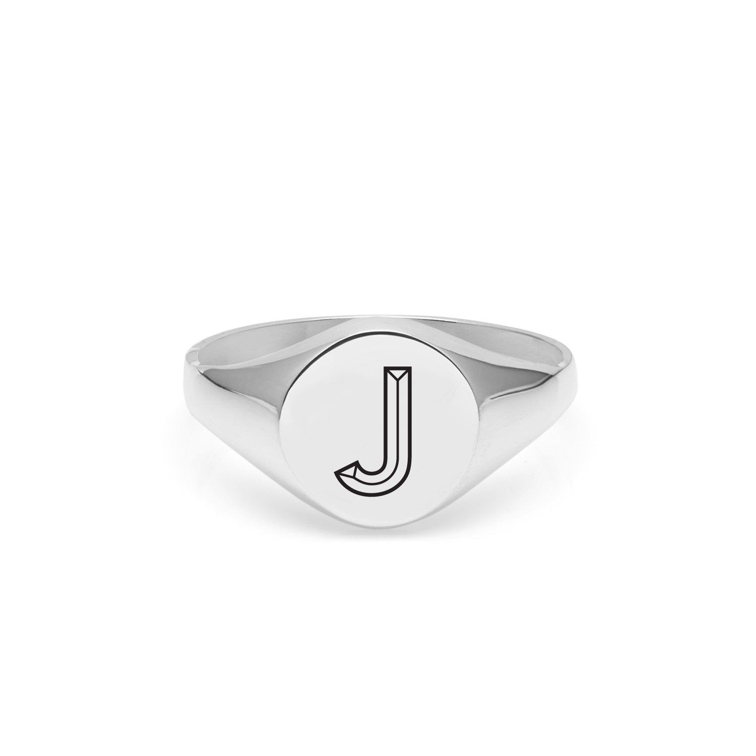 Facett Initial J Round Signet Ring - Silver - Myia Bonner Jewellery