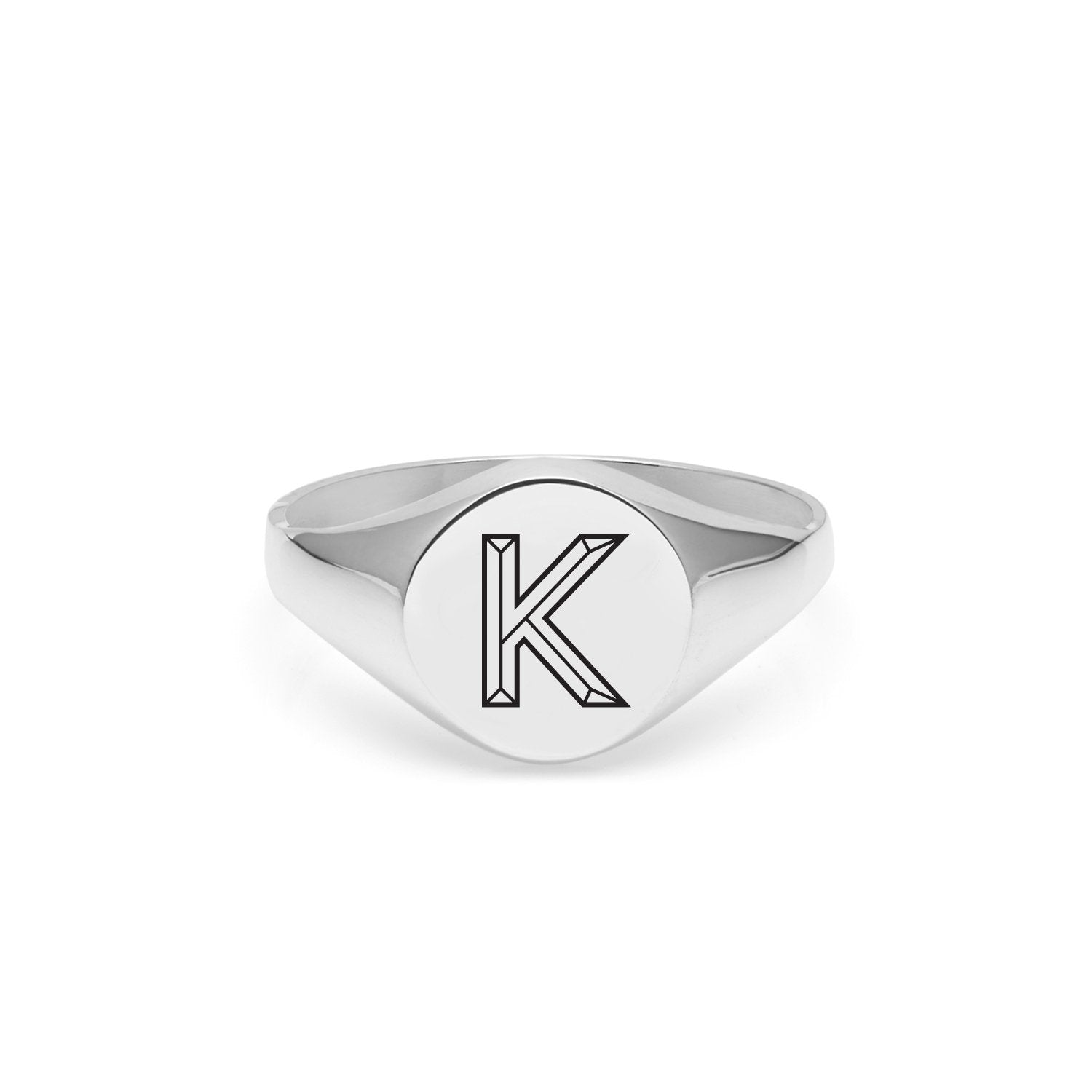 Facett Initial K Round Signet Ring - Silver - Myia Bonner Jewellery