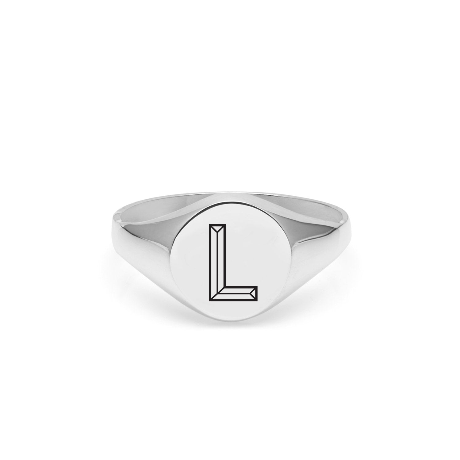 Facett Initial L Round Signet Ring - Silver - Myia Bonner Jewellery