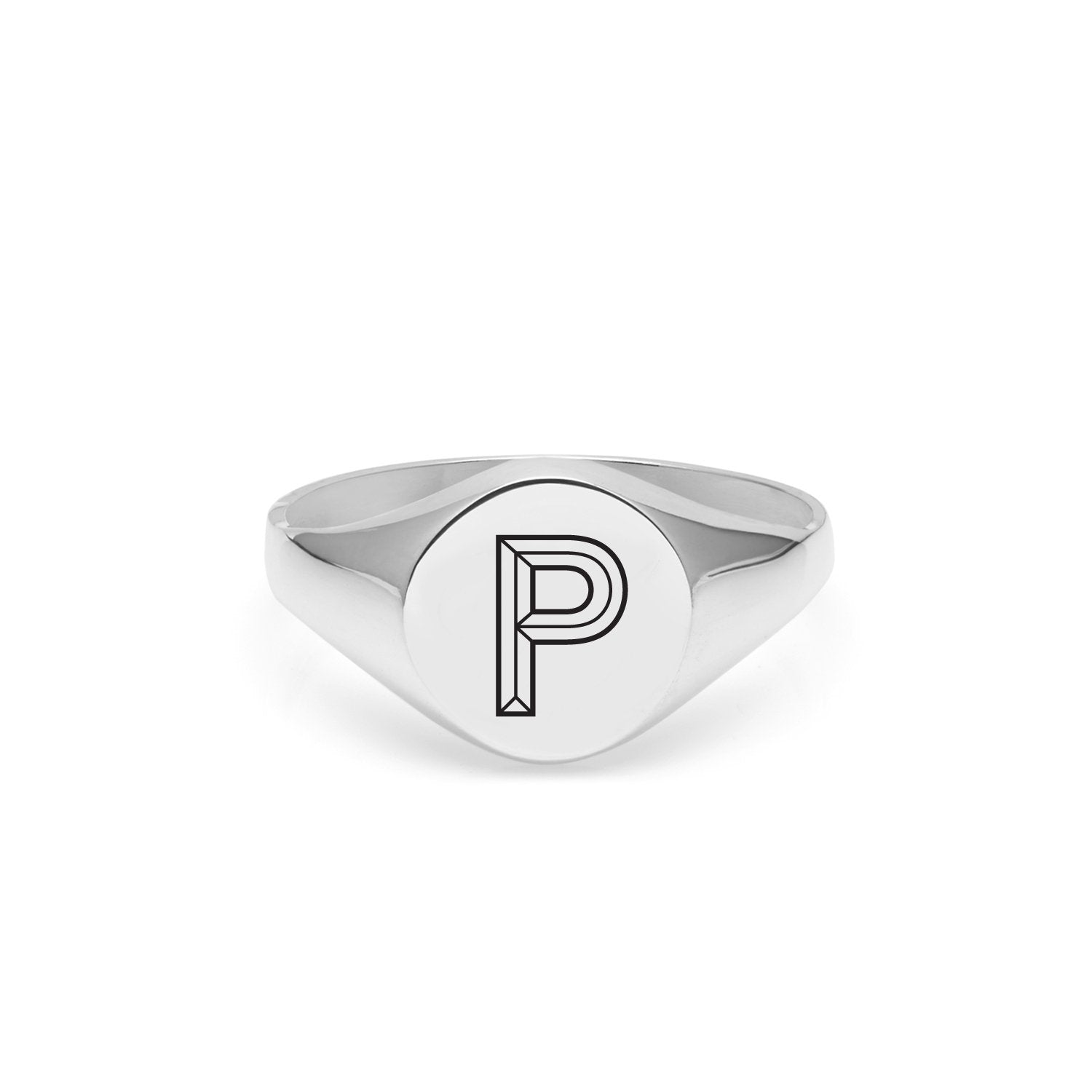 Facett Initial P Round Signet Ring - Silver - Myia Bonner Jewellery