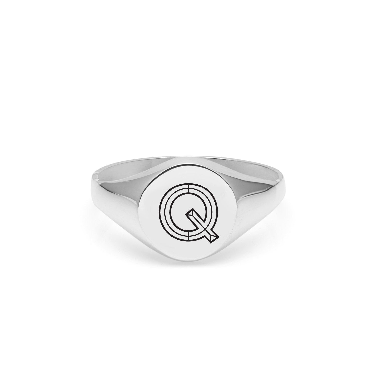 Facett Initial Q Round Signet Ring - Silver - Myia Bonner Jewellery