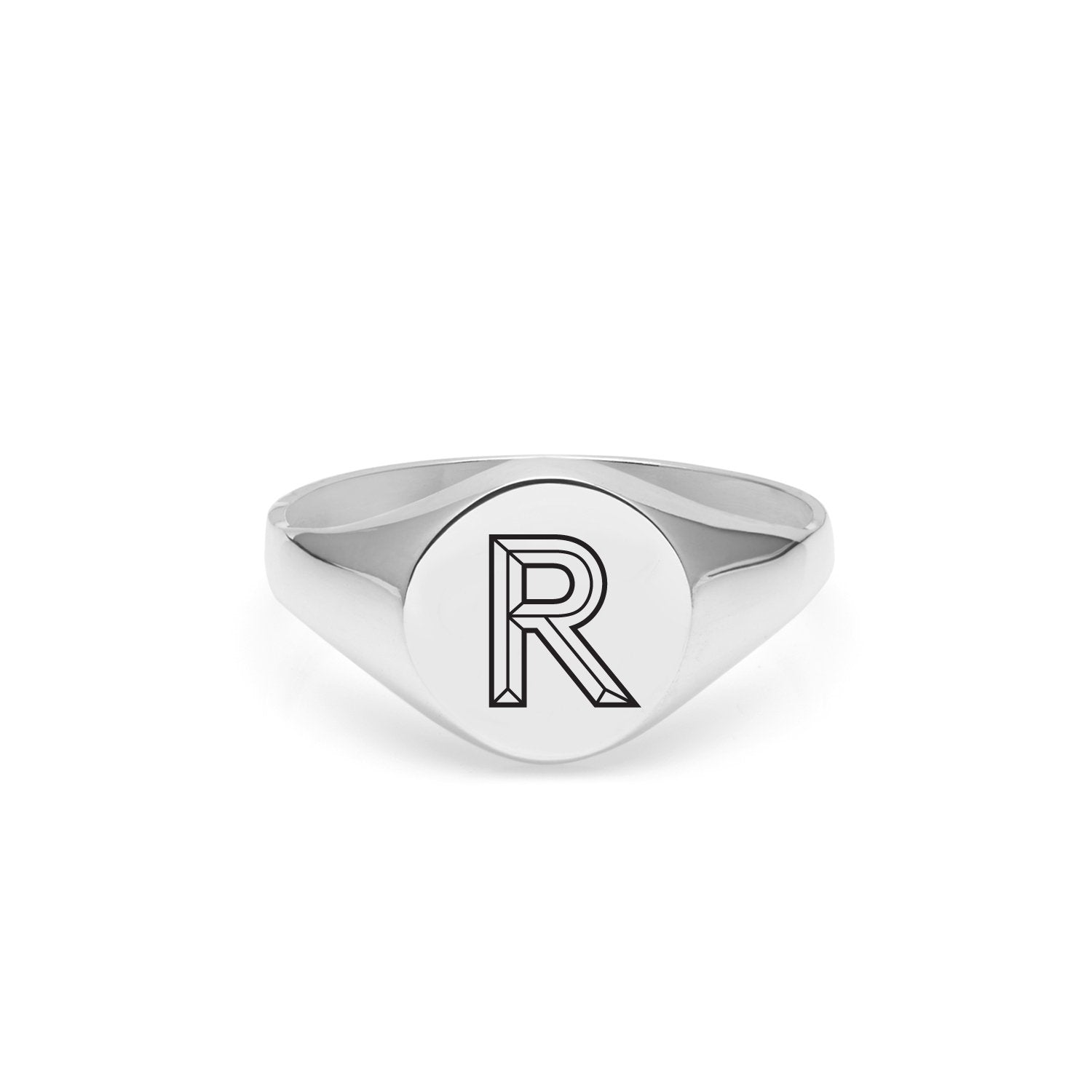 Facett Initial R Round Signet Ring - Silver - Myia Bonner Jewellery