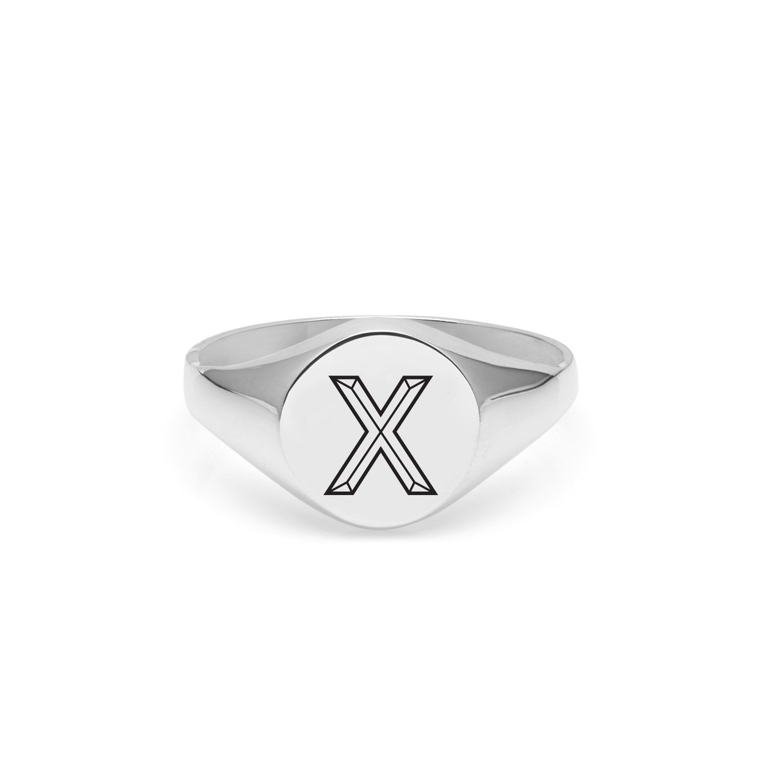 Facett Initial X Round Signet Ring - Silver - Myia Bonner Jewellery