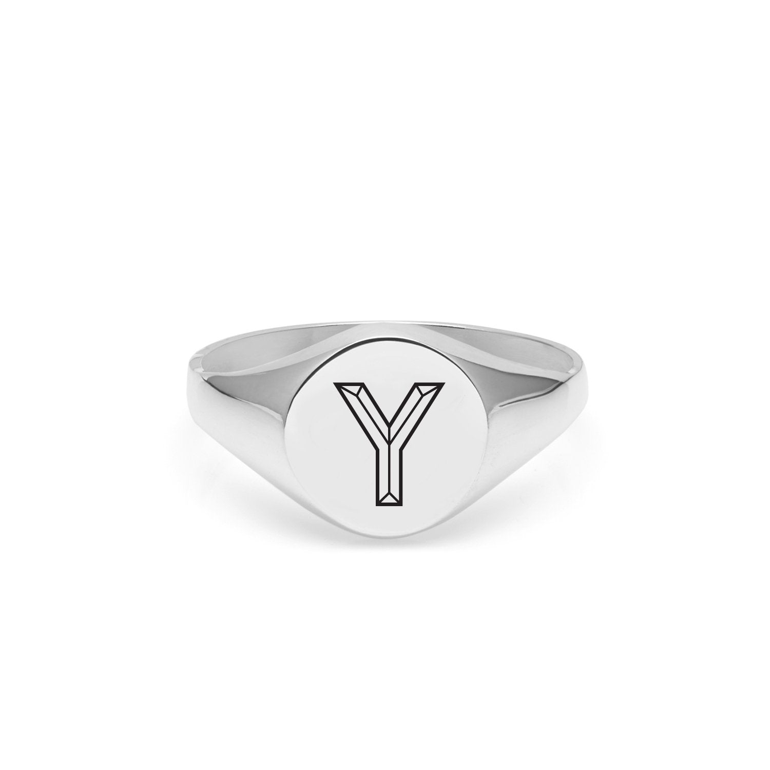 Facett Initial Y Round Signet Ring - Silver - Myia Bonner Jewellery