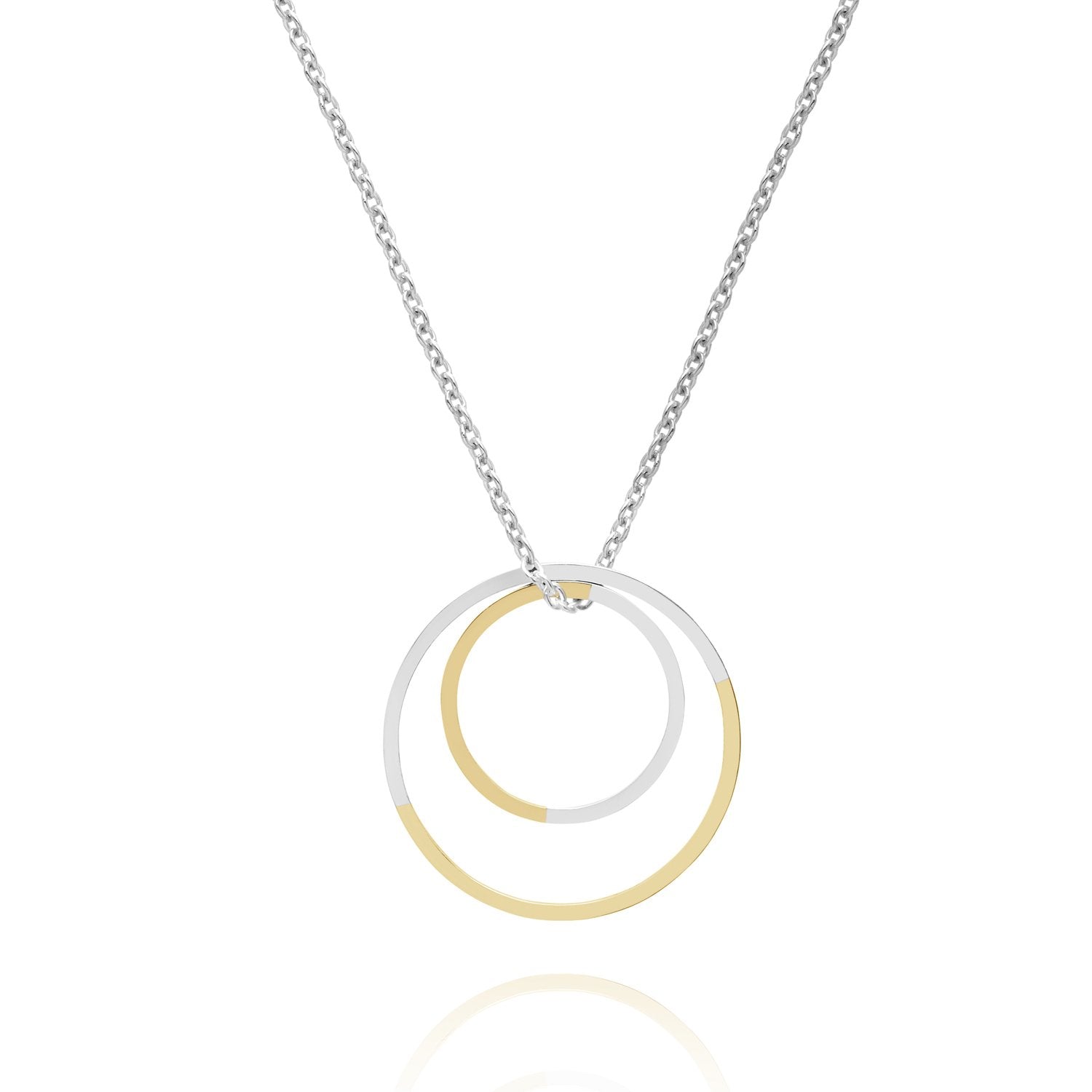 Two-tone Double Circle Necklace - 9k Yellow Gold & Silver - Myia Bonner Jewellery